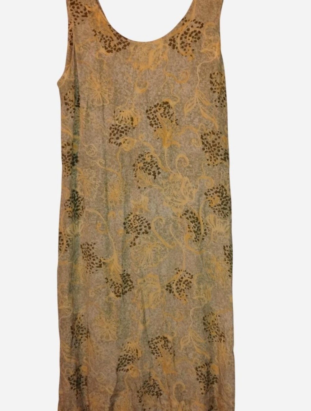 Vintage 90s J. Stevens Green Floral Rayon Midi Dress Size 12 Made in USA